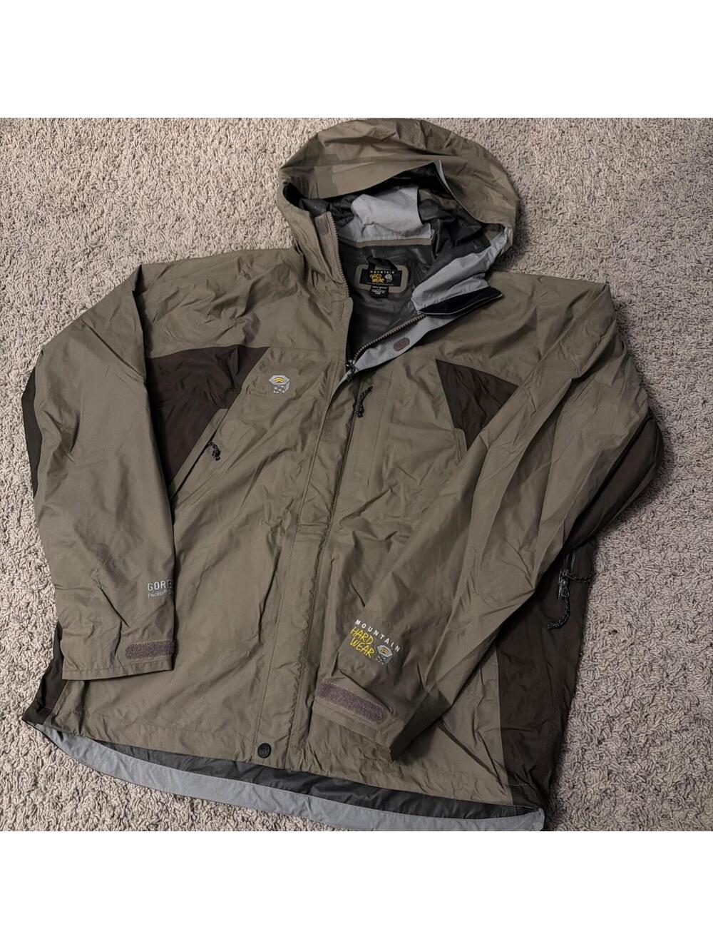 Mountain Hardwear Typhoon Paclite Goretex Ski Rain Shell Mens Size L Green